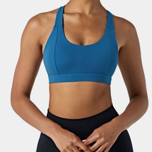 Damen Vier-Wege-Stretch-Nylon-Yoga-Sport-BH mit individuellem Logo und Y-Rückengurt für Damen