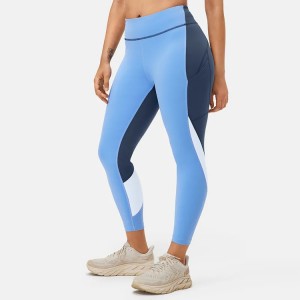 High Waist Fitness Fyrvägs Stretch Custom Printing Damer Ingen främre söm Color Block Gym Yoga Pocket Leggings