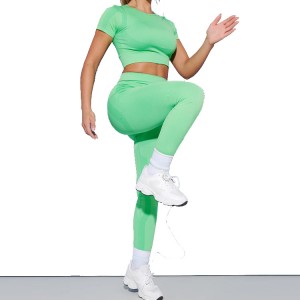 Conxunto de ioga sen costuras para deportes de alta calidade personalizado de dúas pezas de fitness atlético para mulleres