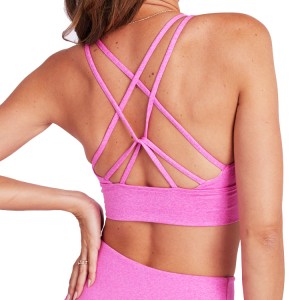 Custom Breathable Sexy Back Cross Straps Push Up Yoga Sports Bra សម្រាប់ស្ត្រី