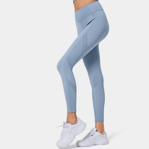 Wholesale Custom High Waist Gym Tights Kontras may Panel 7/8 Yoga Legging pantalon
