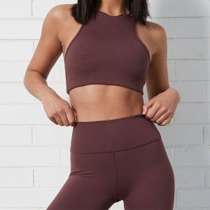 Sutiã de ioga de cintura alta com design de logotipo personalizado de roupas de ginástica OEM desgaste de fitness ajustado para mulheres