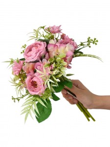 ბუკეტი პეონი ველური ფოთლებით და ყვავილებით Real Touch საქორწილო საქორწილო ყვავილები