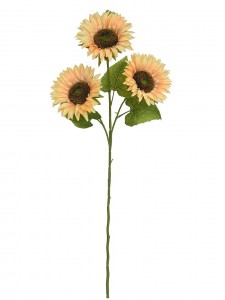 მზესუმზირა ხელოვნური ყვავილები გრძელი ღეროები Silk Sunflowers ნაყარი ყვითელი თაიგულები,ერთ ტოტს აქვს სამი ყვავილის თავი, სახლის საქორწილო ბაღის დეკორაცია გარე წვეულებისთვის-მზესუმზირის სპრეი-ZU3017006