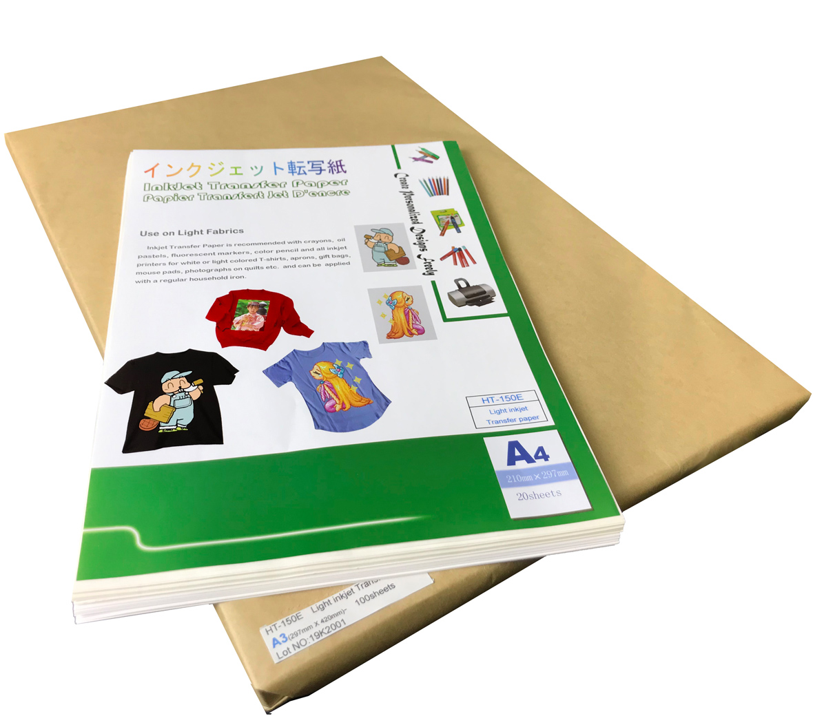 A4 Light Color Heat Transfer Paper For T-Shirts, Bags, Pillows