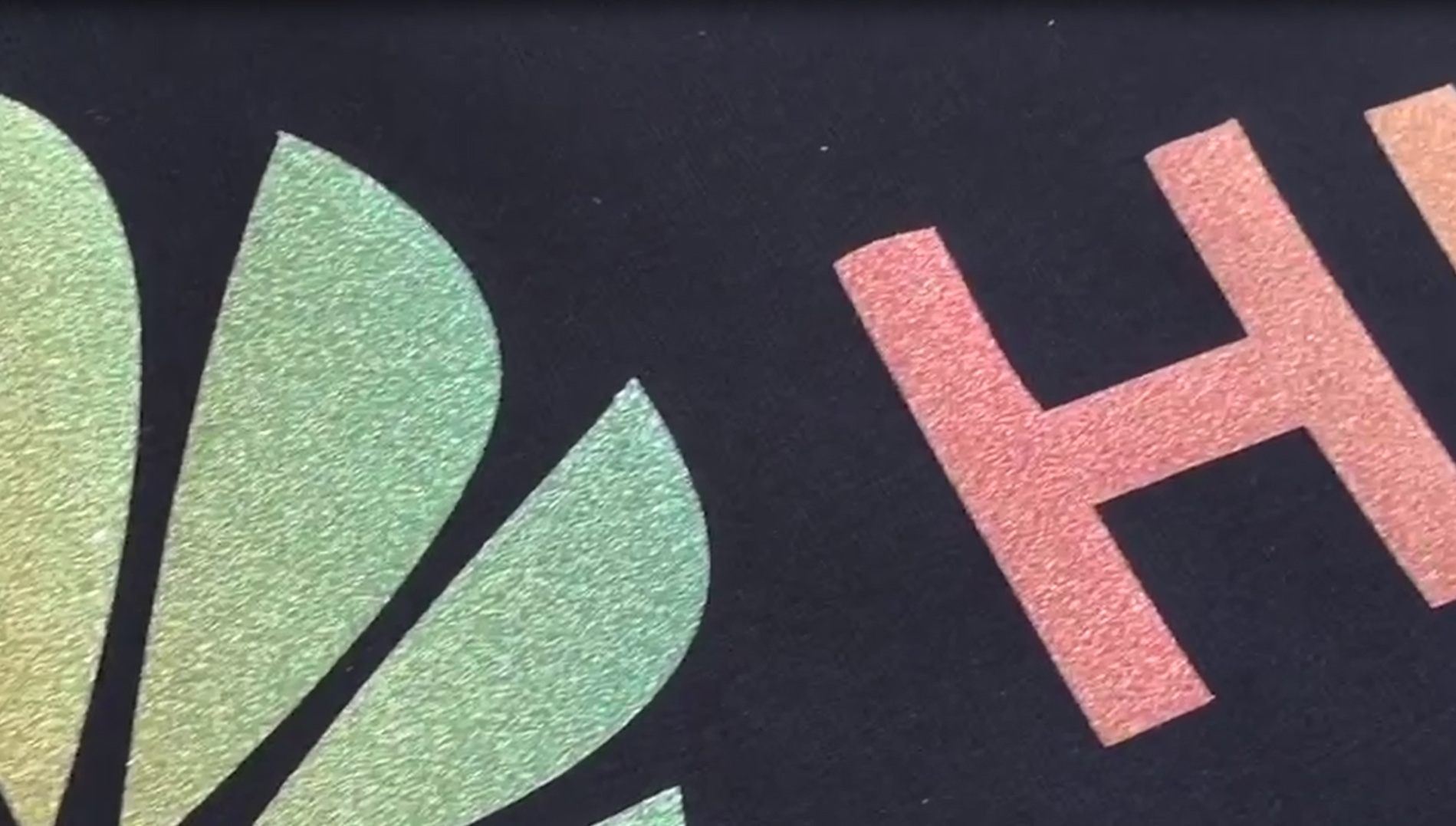 gradient logos and numbers printed by Eco-Solvent Printable Glitter HTS-300SGL | AlizarinChina.com
