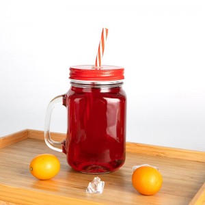 Low price for 250ml Glass Jar - 500ml Handle Straw Mason Glass Drink Mug with Hole Cap – Ant Glass