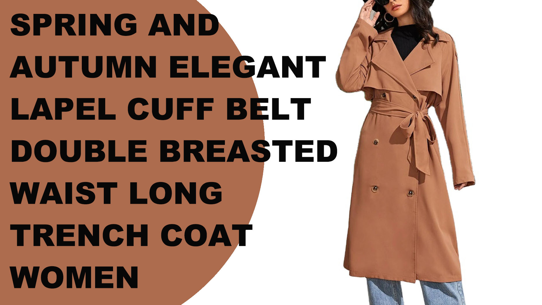 Trench-Coat long de qualité pour femmes, ceinture à revers élégante, taille à double boutonnage, fabricant |Auschalink