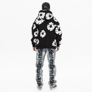 Casual sweatshirt met capuchon, 3D-katoenen bellenprint en lettergeborduurd