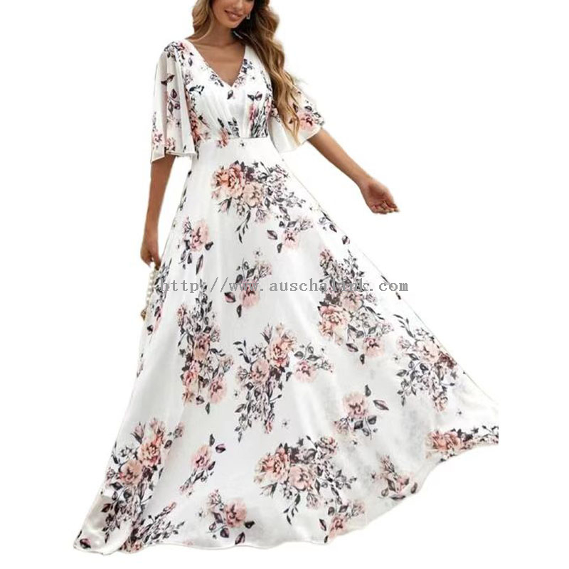 Λευκό Crushed Chiffon Maxi Bohemian Φόρεμα