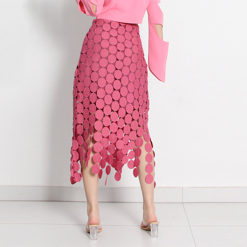 Babaeng Irregular Embroidered Fringed Skirt