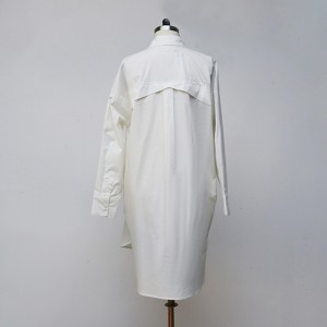 Putih Lengan Panjang Single Breasted Slimming Midi Dress