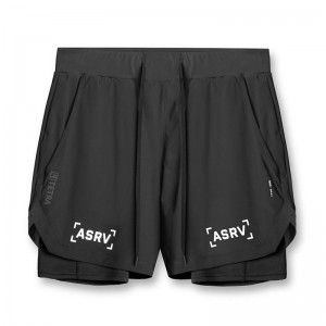 Pantalones cortos deportivos negros de secado rápido para correr al aire libre para hombres