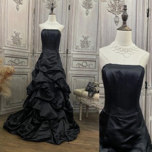Black Satin Maxi Oem Production Dress