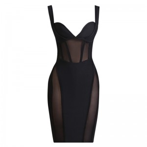 Black Tight Party Sexy Mesh See Through Dress