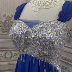 Blue Beads Sequin Dresses Women Party Companies
