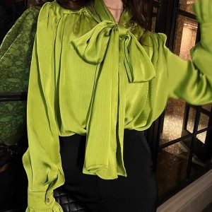 Шифонена риза с панделка Сатенена блуза Производител по поръчка