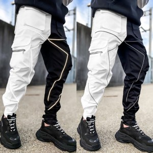 Рефлектирачки спортски панталони во џебни комбинезони со вообичаени плус големина