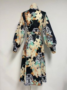 I-Colorblock Printing Elegant Dress Production Factory