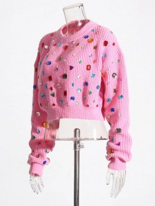 Fabricante de suéter com diamantes emendados Colorblock