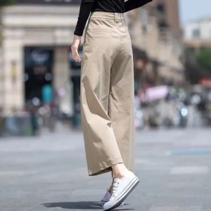 Bavlněné kalhoty s širokými nohavicemi pro ležérní ležérní nošení s rovnými nohavicemi