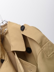 Trench-coat personnalisé kaki en coton britannique à double boutonnage