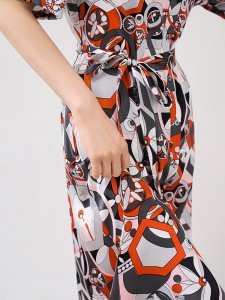 Krep Print Lengan Pendek Custom Dress