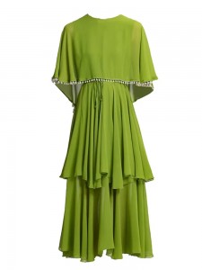 Solid Beading Patchwork Slàn-reic Elegant Dresses Factaraidh