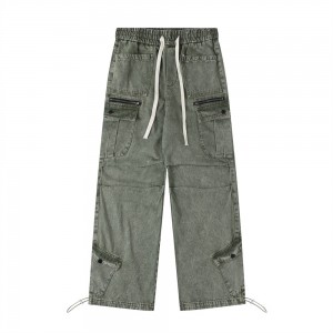 Custom Oversiz Pocket Wash OEM Straight Jeans Outfit Bedrijven