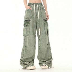 Изготовленные на заказ прямые джинсы OEM Oversiz Pocket Wash, компании по производству одежды