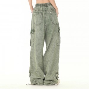 စိတ်ကြိုက် Oversiz Pocket Wash OEM Straight Jeans Outfit ကုမ္ပဏီများ