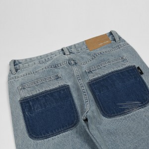 Hersteller von maßgeschneiderten Patchwork-Waschungs-Loose-Jeans