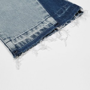 Custom nga Patchwork Hugasan nga Loose Jeans Manufacturer