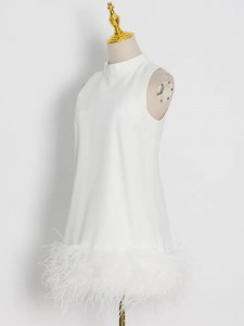 សំលៀកបំពាក់​ស៊ិចស៊ី​ Feather Fur Tassel A Line Custom Sexy Dress