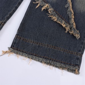Fabbrica di abbigliamento per jeans dritti economici con design di adesivi personalizzati