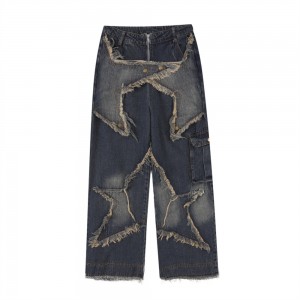 Kundenspezifische Aufkleber-Design-Günstige Straight-Jeans-Outfit-Fabrik