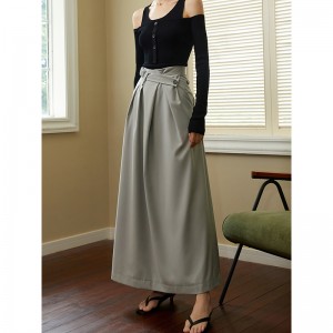 Falda plisada femenina de medio cuerpo de cintura alta con diseño personalizado