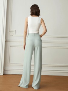 עיצוב סאטן עם רגל רחבה מזדמנת של מכנסי נשים