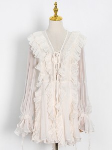 Distributor Mini Dress Elegan Patchwork Ruffle