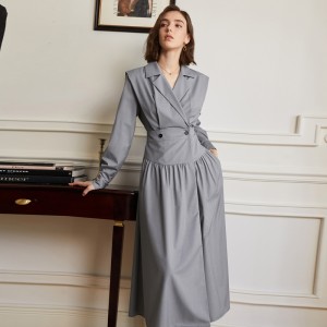 Grey Shirt Midi Dress Woman