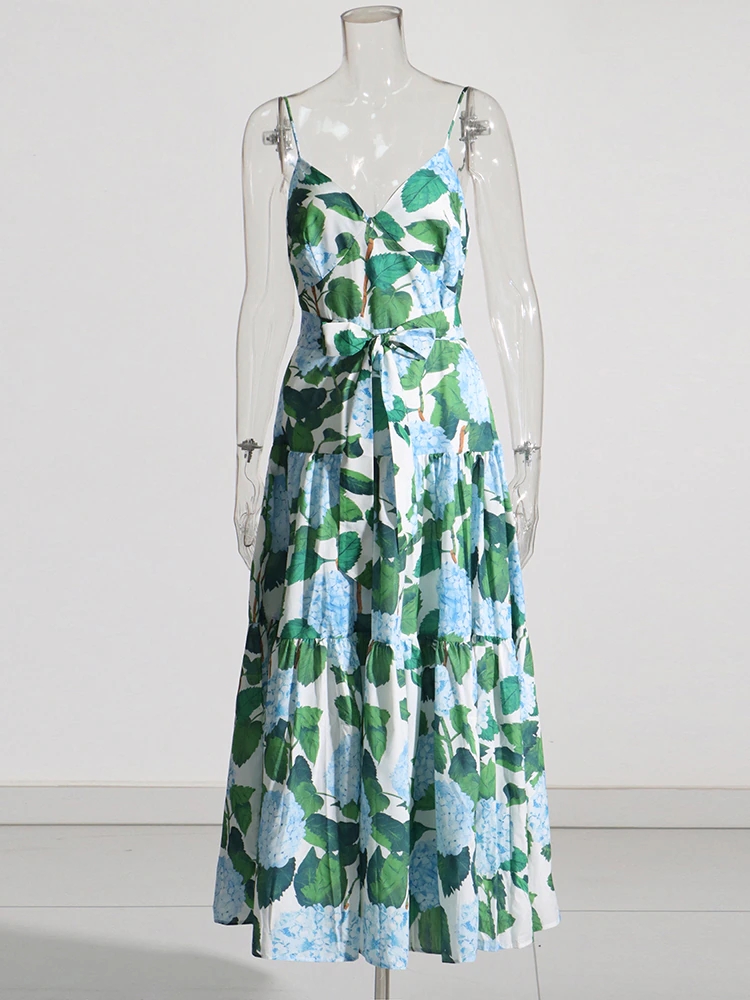 Elegant Printing Camisole Boho Custom Dresses
