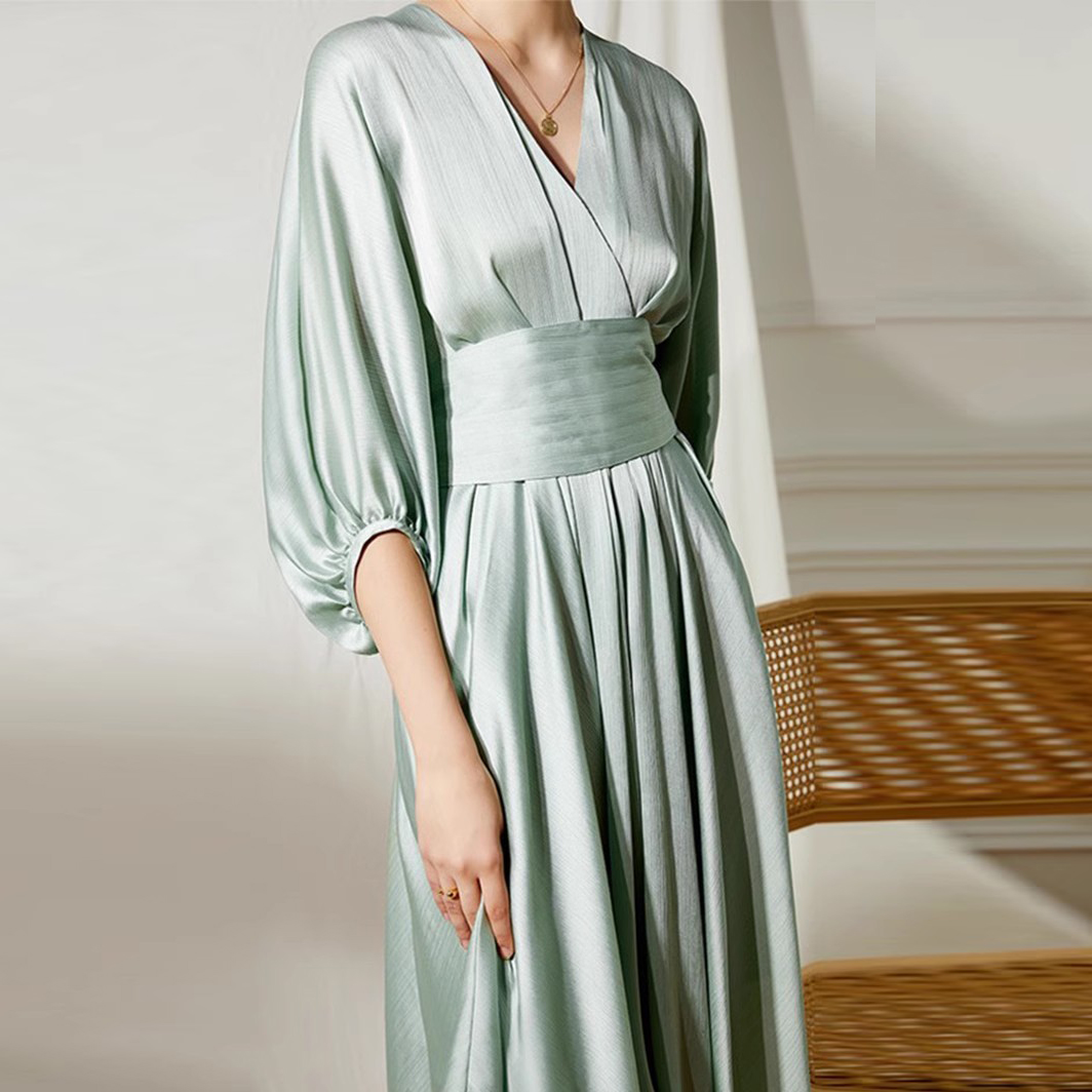 Elegant vestit midi casual de seda fabricant personalitzat