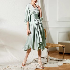 Elegant nga Silk Casual Midi Dress Custom Manufacturer