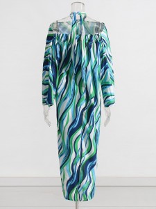 Colorblock Print Loose ODM Supplier ng Bagong Dress Party Wear