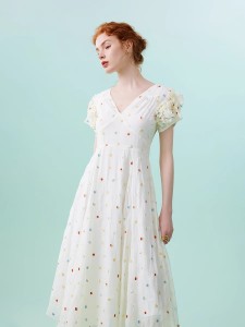 Floral Embroidery Wholesale Womens Dress Wear Factory