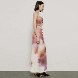 Elegantes Neckholder-Kleid mit Farbverlauf und Rüschen