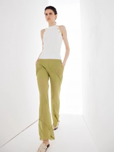 Zelene šifonske elegantne široke hlače velike velikosti