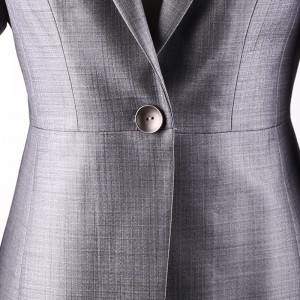 Pantalón de traxe blazer gris de carreira Traxe de oficina informal de 2 pezas