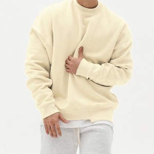 Grauer Sweatshirt-Pullover mit Rundhalsausschnitt und Sport in Übergröße