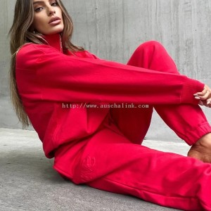 Rød genser i økologisk bomull 2-delt sett for kvinner